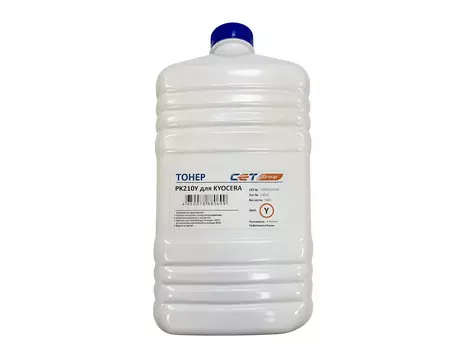 Тонер CET PK210Y, бутыль 500 г, желтый, совместимый для Kyocera TASKalfa 3252ci, TASKalfa 3253ci, ECOSYS P7040cdn, ECOSYS P6230cdn, ECOSYS P6235cdn, ECOSYS P7240cdn, TASKalfa 2552ci, TASKalfa 2553ci, TASKalfa 4052ci, TASKalfa 4053ci, TASKalfa 5052ci, TASKalfa 5053ci, TASKalfa 6052ci, TASKalfa 6053ci (OSP0210Y500)