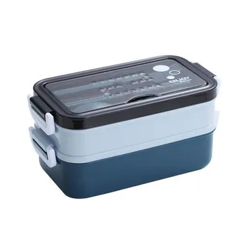 Ланч-бокс Bento Box для студентов, офисных работников, двухслойный микроволновый нагрев, контейнер для обеда, контейнер для хранения еды зелёный