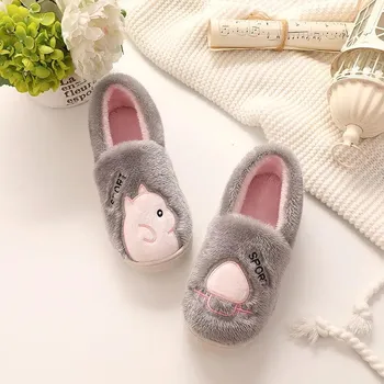 Женские зимние хлопковые тапочки с героями мультфильмов, женские осенние милые домашние теплые тапочки на толстой подошве 40-41 розовый