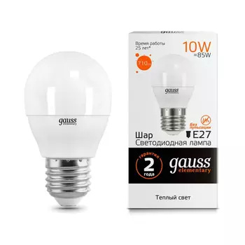 Лампа светодиодная Gauss E27 10W 3000K матовая 53210