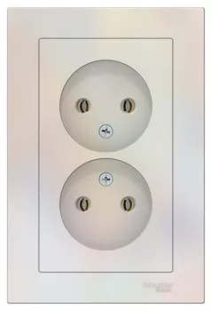 Розетка Schneider Electric ATN000420 AtlasDesign, двойная, без заземления, 16А, в сборе, жемчуг