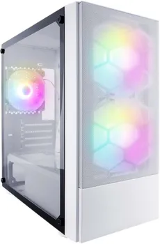 Корпус mATX 1STPLAYER X4-M белый, без БП, боковая и передняя панель из закаленного стекла, USB 3.0, 2*USB 2.0, audio