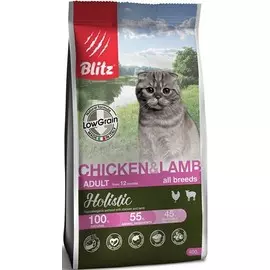 Сухой корм Blitz Holistic низкозерновой Курица и Ягненок для кошек (400 г, Курица и ягненок)