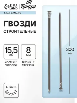 Гвозди тундра, строительные, гост 4028-63, без покрытия, 8300 мм, 5 кг