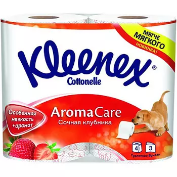 Бумага туалетная 3сл 4шт аромат сочная клубника Kleenex