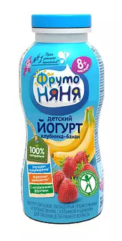 БЗМЖ Йогурт питьевой с клубникой и бананом 2.5% ФрутоНяня