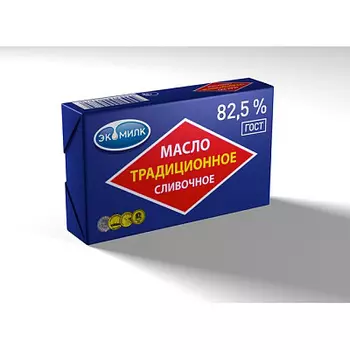 БЗМЖ Масло сладкосливочное традиционное 82.5% 180 г Экомилк
