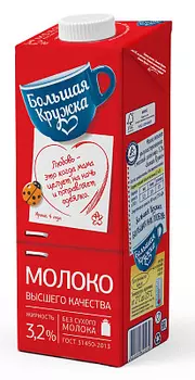БЗМЖ Молоко 3.2% 950мл Большая кружка