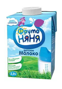 БЗМЖ Молоко питьевое ультрапастеризованное 2.5% Фрутоняня 0,5 л.