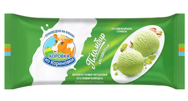 БЗМЖ Мороженое пломбир фисташковый Коровка из Кореновки 0.4 кг.
