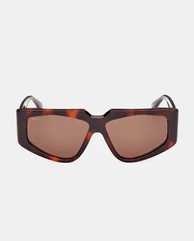 Женские круглые солнцезащитные очки из ацетата черного цвета Max Mara, коричневый