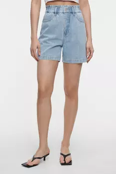 Шорты мини джинсовые с поясом baggy на резинке