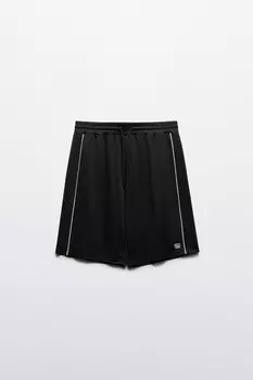 Шорты спортивные из сетки с лампасами
