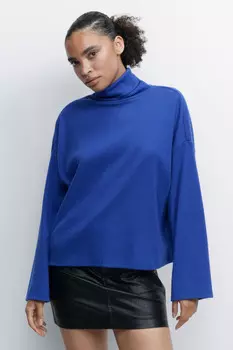 Свитер oversize с воротником в рубчик