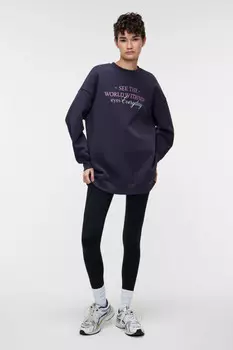 Свитшот хлопковый oversize с принтом