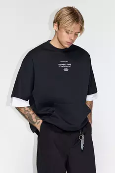Свитшот oversize с короткими рукавами и принтом