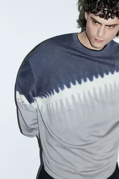 Свитшот oversize с утяжками и принтом тай-дай