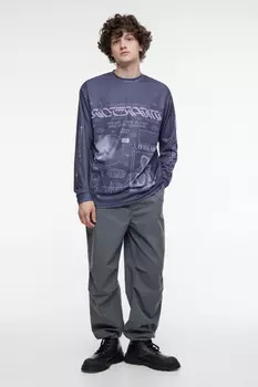 Свитшот oversize тонкий с принтом и надписями