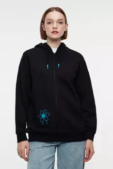 Толстовка oversize хлопковая на молнии с капюшоном