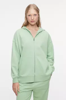Толстовка oversize хлопковая на молнии с капюшоном