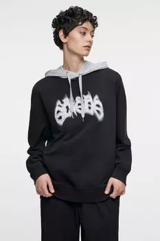 Толстовка oversize с капюшоном и принтом-надписью