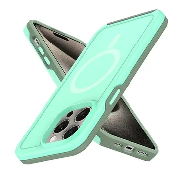 Противоударный бронированный магнитный чехол-бампер для IPhone 11 12 13 14 15 Pro Max для Magsafe с беспроводной зарядкой, чехол ярких цветов For iPhone 11 чёрный