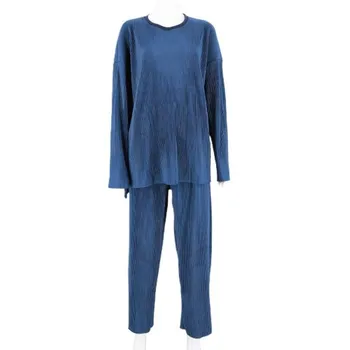 Мужской костюм из 2 шт./компл., комплект из топа и брюк, однотонный, свободный, на шнурке, с эластичной резинкой на талии, с круглым вырезом, с разрезом подол, мягкий теплый мужской осенне-зимний спортивный костюм S серый