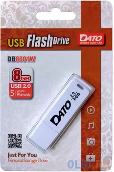Флеш Диск Dato 8Gb DB8001 DB8001W-08G USB2.0 белый