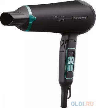 Фен Rowenta CV 4751, 2200Вт, компактный, складная ручка, ионизация, холодный обдув, 3 режима нагрева, 2 скорости, концентратор, темно-серый