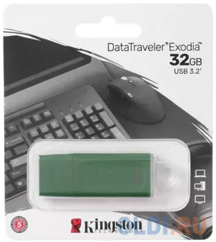 Флэш-драйв Kingston DataTraveler Exodia, 32 Гб, USB 3.2 gen.1, зелёный