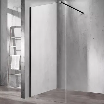 Душевая перегородка Vincea Walk-In 80х200 черный матовый стекло прозрачное