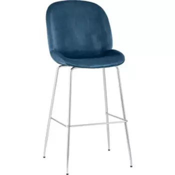 Барный стул Stool Group со спинкой Турин бархат маренго хромированные ножки
