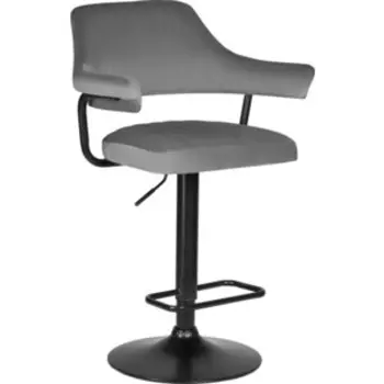 Стул барный Dobrin CHARLY BLACK LM-5019_BlackBase серый велюр (MJ9-75)