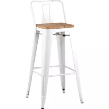 Барный стул Stool Group TOLIX со спинкой белый глянцевый+светлое дерево YD-H765E-W LG-02