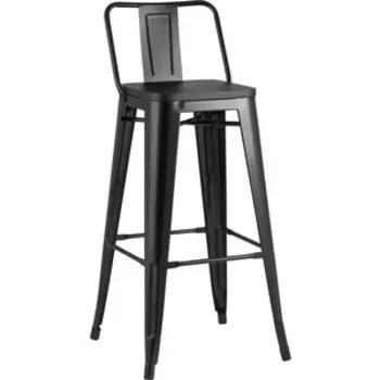 Барный стул Stool Group Tolix со спинкой черный глянцевый + темное дерево YD-H765E-W LG-01