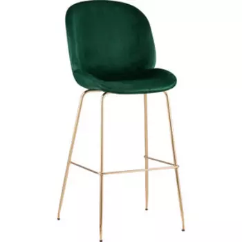 Барный стул Stool Group Турин со спинкой бархат изумрудный/золотые ножки 8329C green