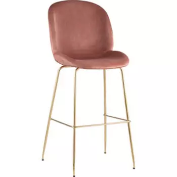 Барный стул Stool Group Турин со спинкой бархат пудровый/золотые ножки 8329C pink