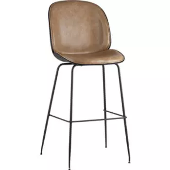 Барный стул Stool Group Турин со спинкой бежевая экокожа/черные ножки 9329C beige
