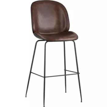 Барный стул Stool Group Турин со спинкой коричневый экокожа/черные ножки 9329C brown