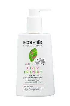 Крем-мыло для интимной гигиены бережный уход для девочек с 3л Girls' Friendly Ecolatier 250мл