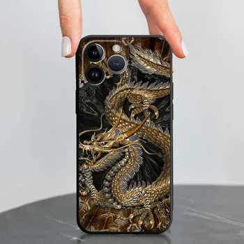 Чехол для Apple Iphone 13 Pro Xr 14 Pro Max Se Xs X 8 Plus 7 6s 12 Mini 11 6, черный мягкий модный чехол, сумка с китайским тигром и драконом iPhone 14 Pro Max