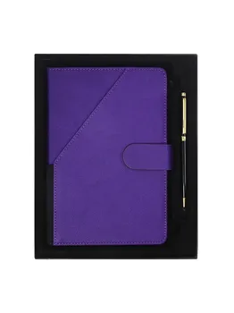Ежедневник недатированный а5, 140л, клетка, к/зам, с ручкой, в подар. короб., фиолетовый