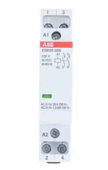 Контактор ESB20-20N-06 модульный (20А АС-1, 2НО), катушка 230В AC/DC