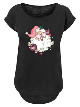 Футболка F4NT4STIC Shirt Pink Retro Disco Santa Christmas Bling, черный