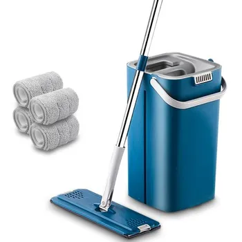 Fypo 2021 новейший набор швабр Hands Free Wash Cleaning Tools Поломоечные швабры из микрофибры с ведром Kitchen Clean Flat Squeeze Mop