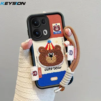 KEYSION Мультяшный милый плюшевый чехол с вышивкой для OPPO Reno13 5G со шнурком, силиконовый противоударный чехол для телефона OPPO Reno 13 Pro 5G for OPPO Reno13 5G