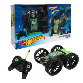 Трюковая машина-перевёртыш Hot Wheels на радиоуправлении, 27MHz, вращение на 360°, с АКБ, чёрно-зелёная