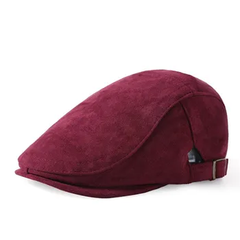Шляпа из оленьей кожи с бархатным язычком Ins Light Plate Beret Tide для мужчин и женщин, модная шляпа от солнца Do Old Retro Forward Hat M56-58cm серый