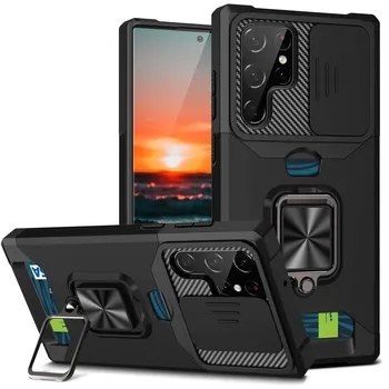 Чехол для Samsung Galaxy S24 Plus Ultra A72 A52 A53 A14, чехол для держателя карты в стиле милитари, выдвижной чехол для камеры Samsung S24 Plus