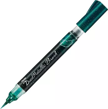 Маркер-кисть с подкачкой чернил Pentel 1-10 мм, цвет зеленый+синий металлик в блистере